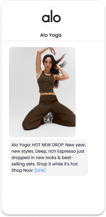 Alo Yoga SMS Text New Color Drop Espresso