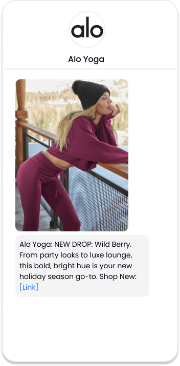 Alo Yoga SMS Text New Color Drop Wild Berry